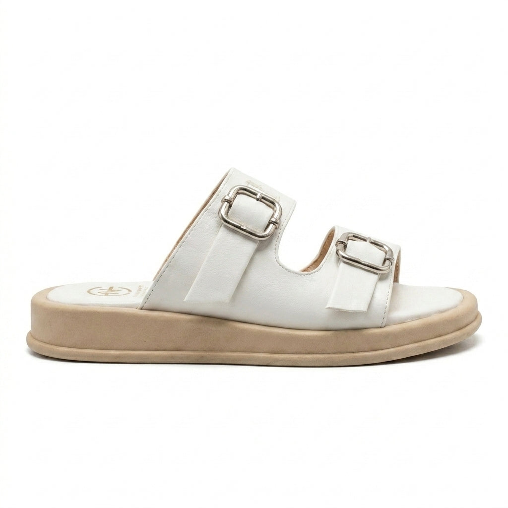 Double Buckle Platform Slide Slipper