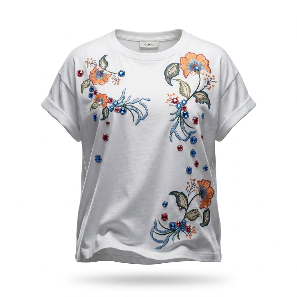 Casual Floral Print Short Sleeve T Shirt