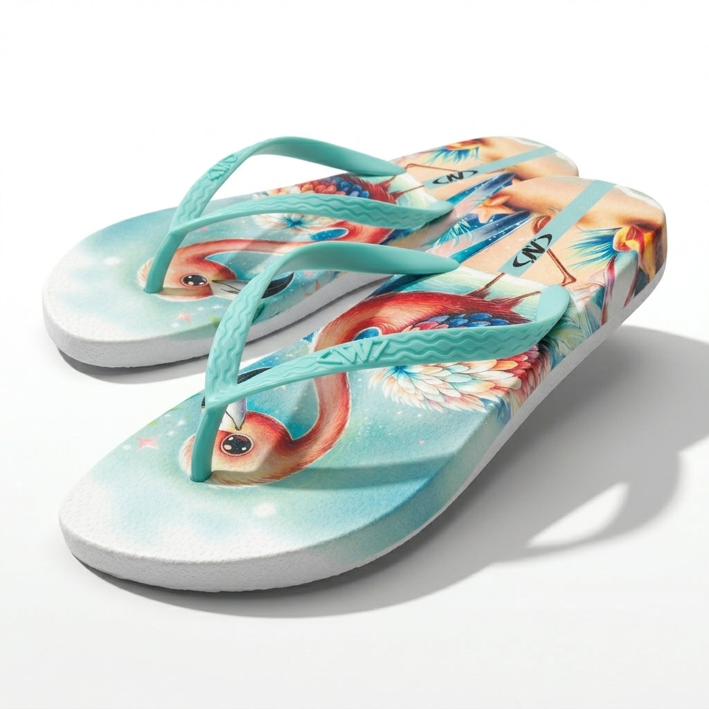 Women Tropical Flamingo Print Flip Flop Slipper