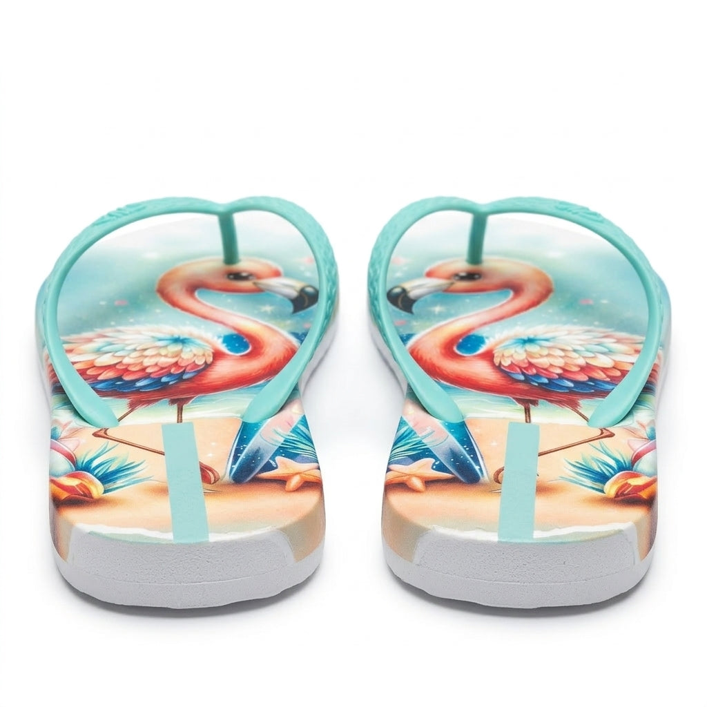 Women Tropical Flamingo Print Flip Flop Slipper