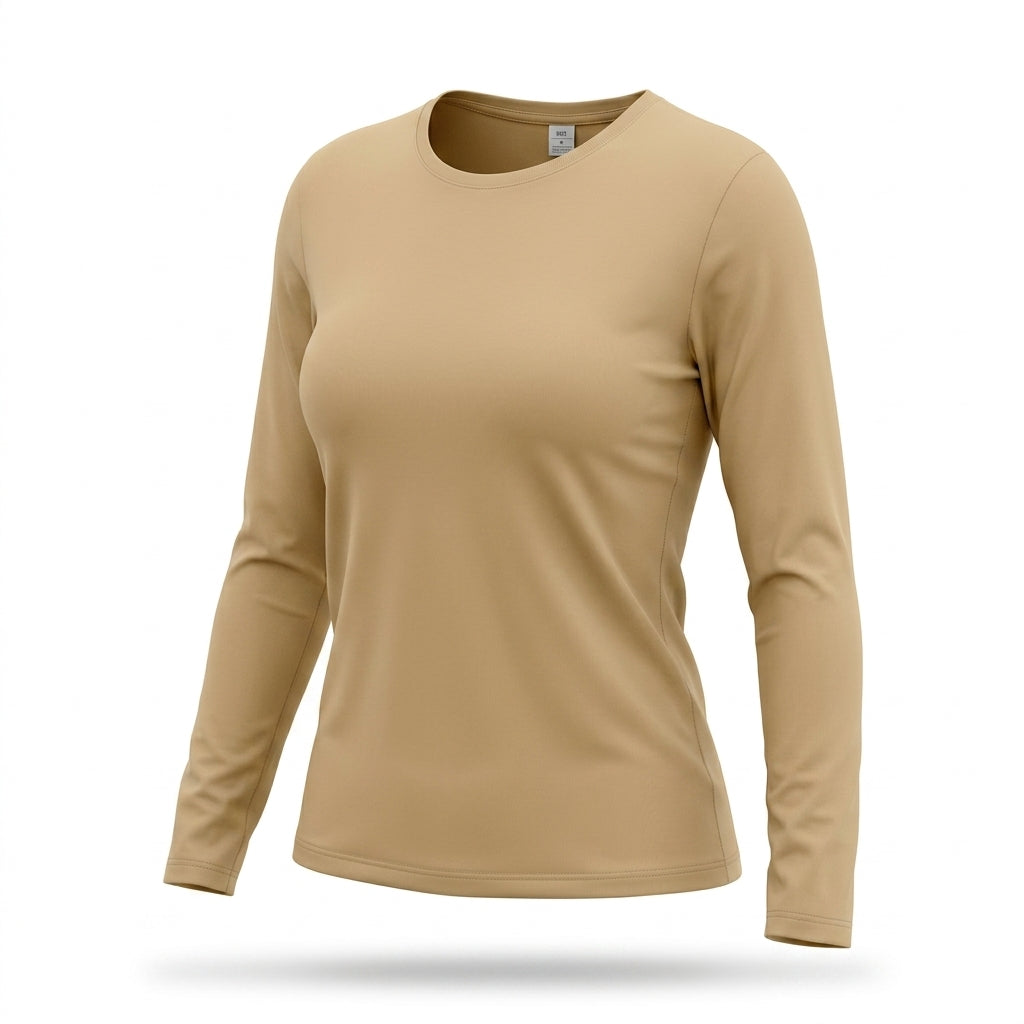 Long Sleeve Basic Top With Rou Neckline