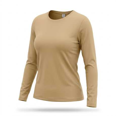 Long Sleeve Basic Top With Rou Neckline