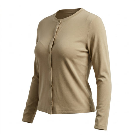 Long Sleeve Cardigan Top With Rou Neckline