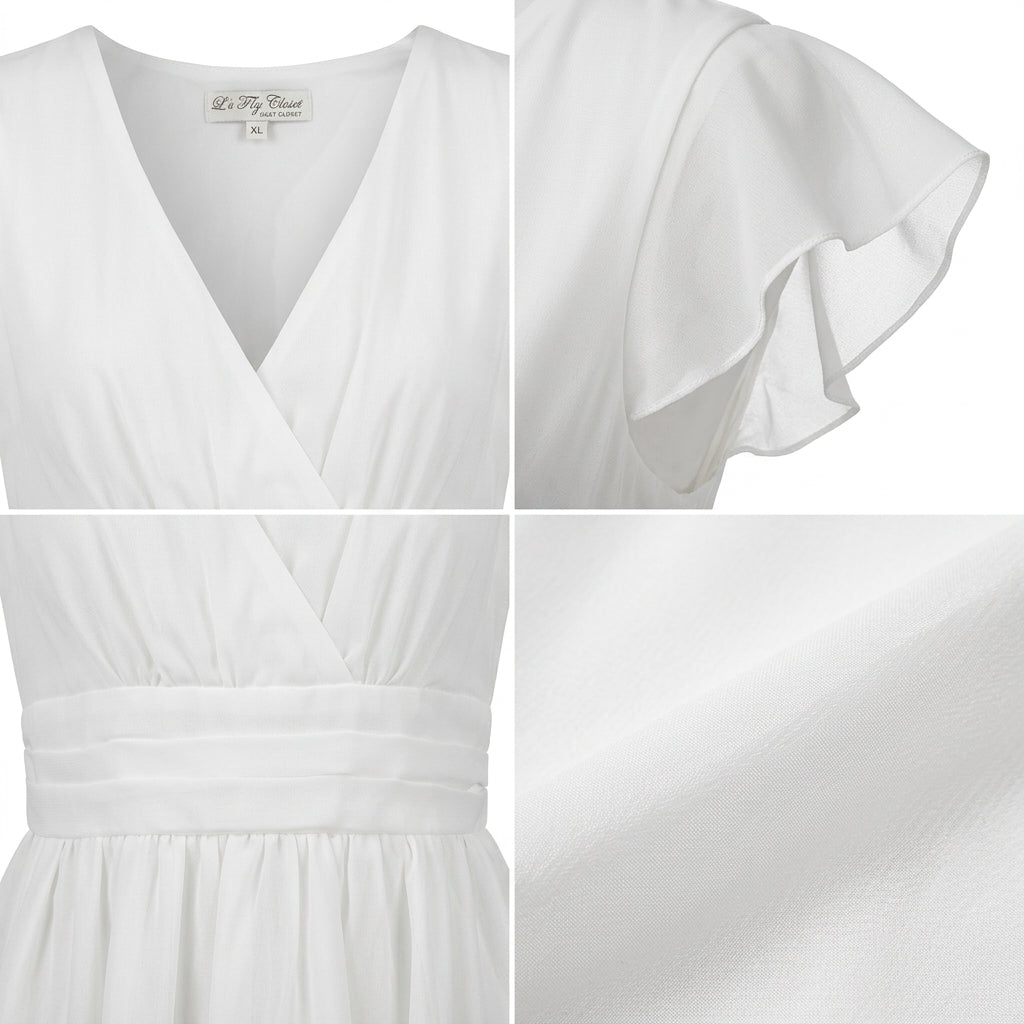 Casual V Neck Puff Sleeve Mini Dress