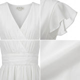 Casual V Neck Puff Sleeve Mini Dress