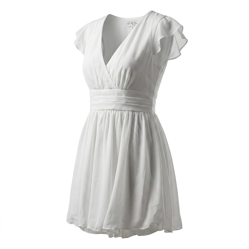 Casual V Neck Puff Sleeve Mini Dress