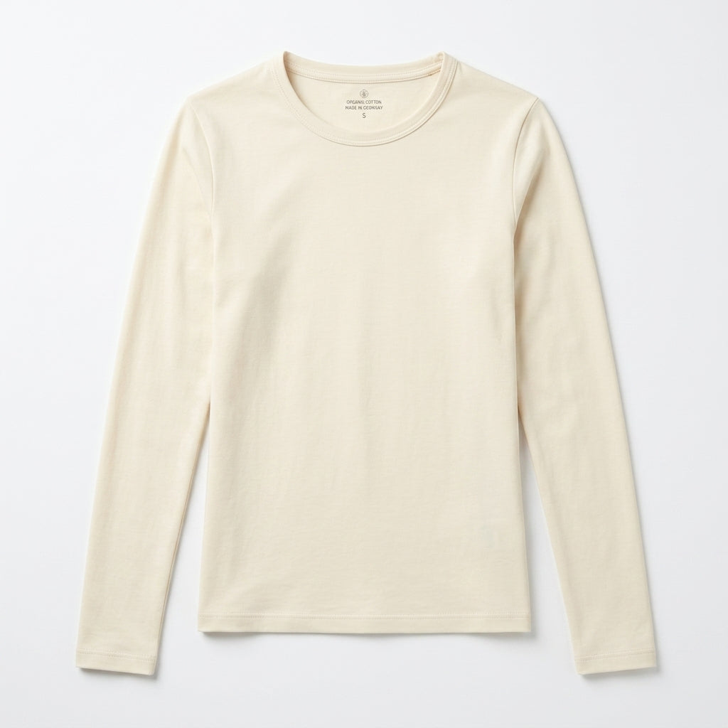 Long Sleeve Basic Top With Rou Neckline