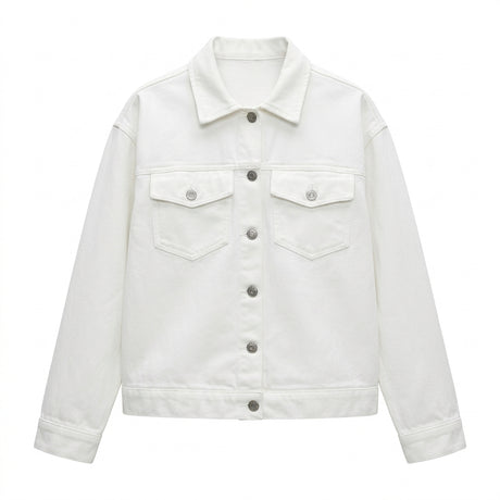 Girls Button Front Jacket With Flap Pockets