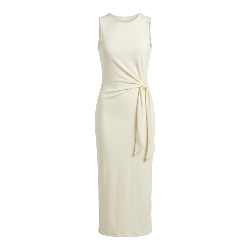 Casual Sleeveless Side Tie Midi Dress