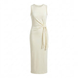 Casual Sleeveless Side Tie Midi Dress