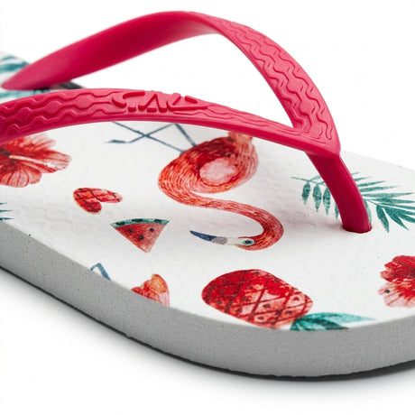 Women Flamingo Print Flip Flop Sandals With Straps