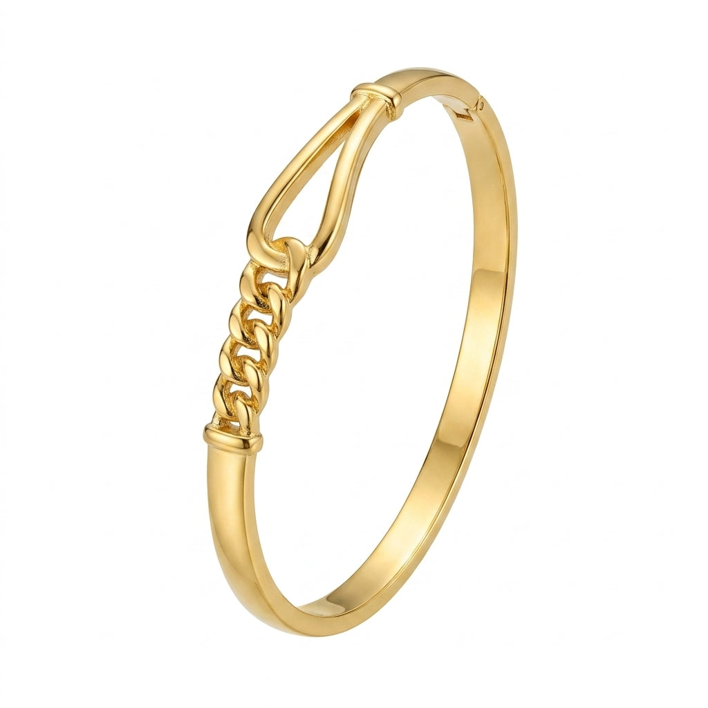 Women Tone Link Hinged Bangle Bracelet