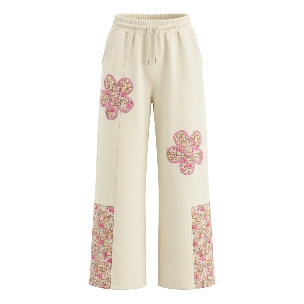 Girls Floral Patch Wide Leg Pants