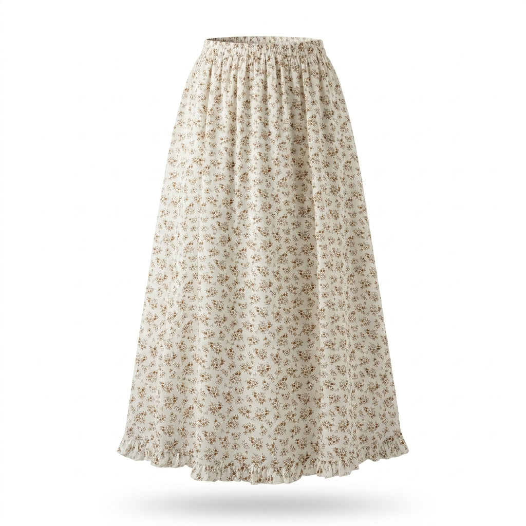 Floral Print Maxi Skirt With An Elastic Waistband