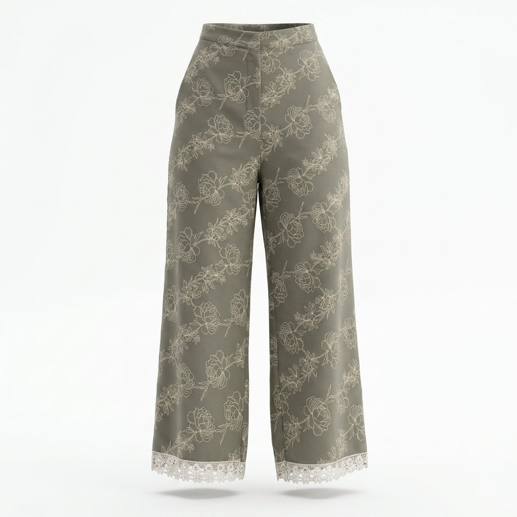 Women Floral Print Wide Leg Pants