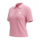 Casual Contrast Trim Short Sleeve Polo Top With Heart