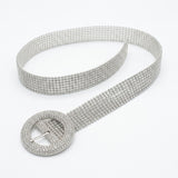 Women Tone Rhinestone Mesh Waist Belt With Rou Buckle