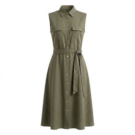 Women Utility Button Front Midi Dress