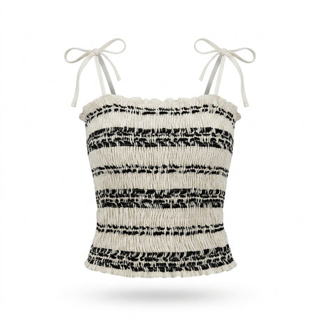 Women Smocked Tie Strap Top