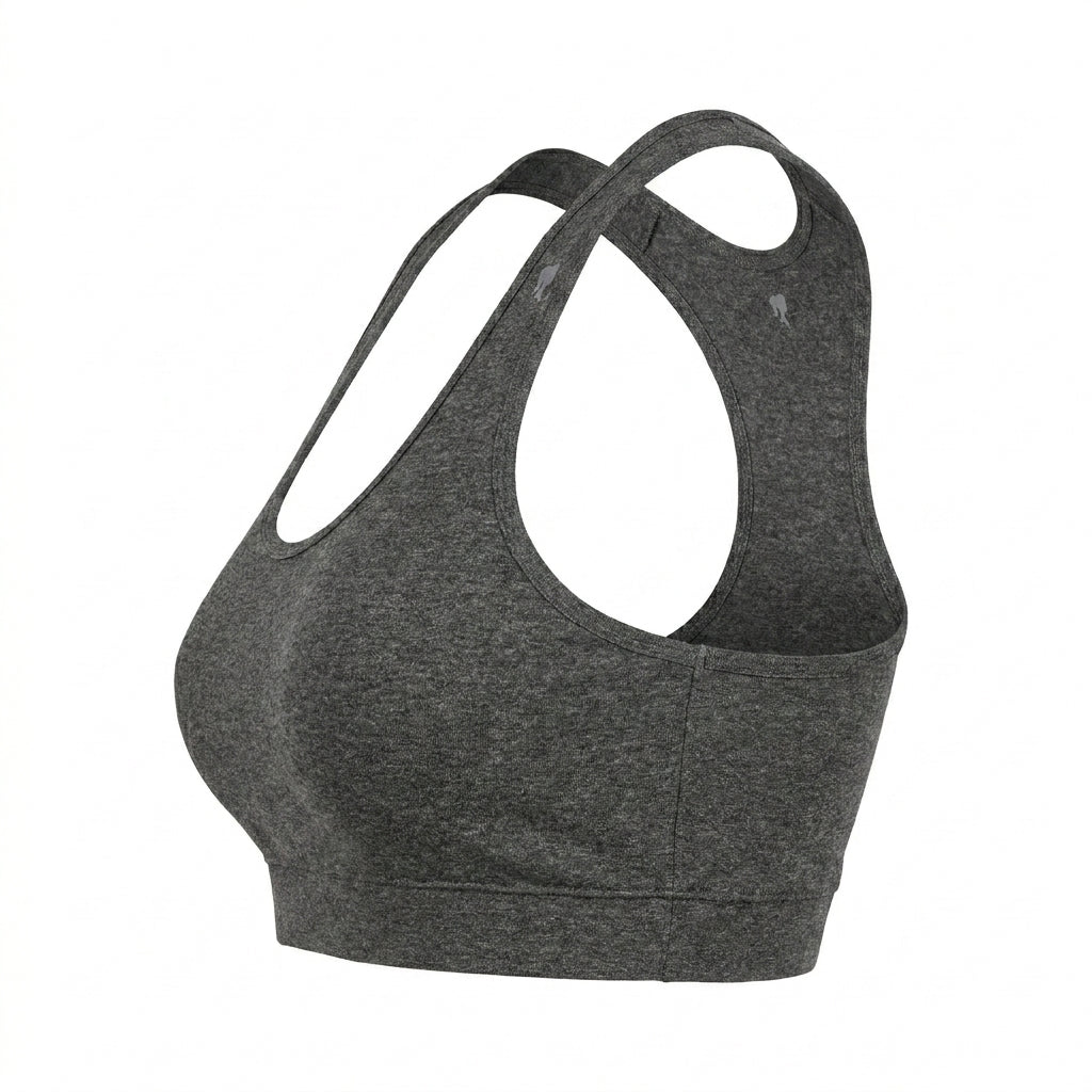 Women Charcoal Melange Racerback Sports Bra