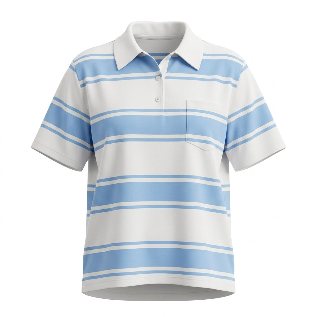 Casual And Striped Short Sleeve Polo Top