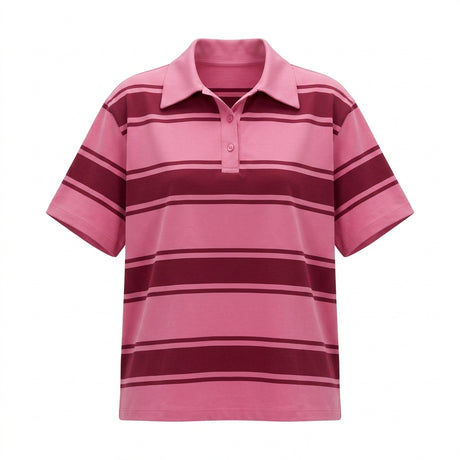 Casual And Striped Short Sleeve Polo Top