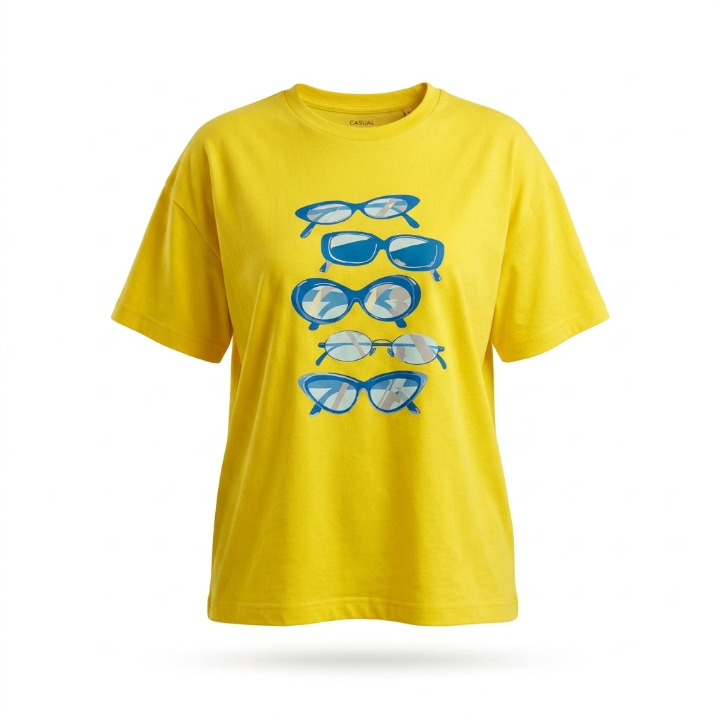 Casual Men Sunglasses Graphic T Shirt