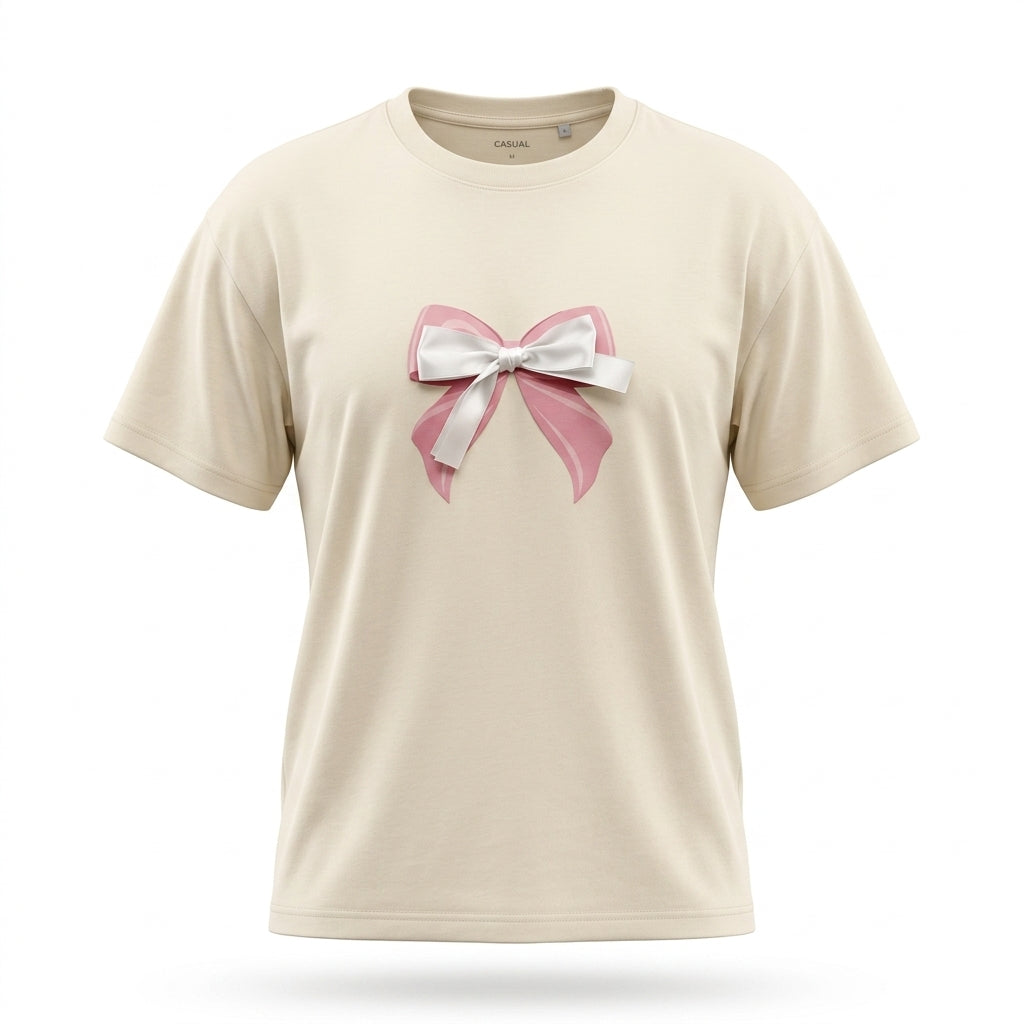 Girls 3D Bow Embellished T Shirt