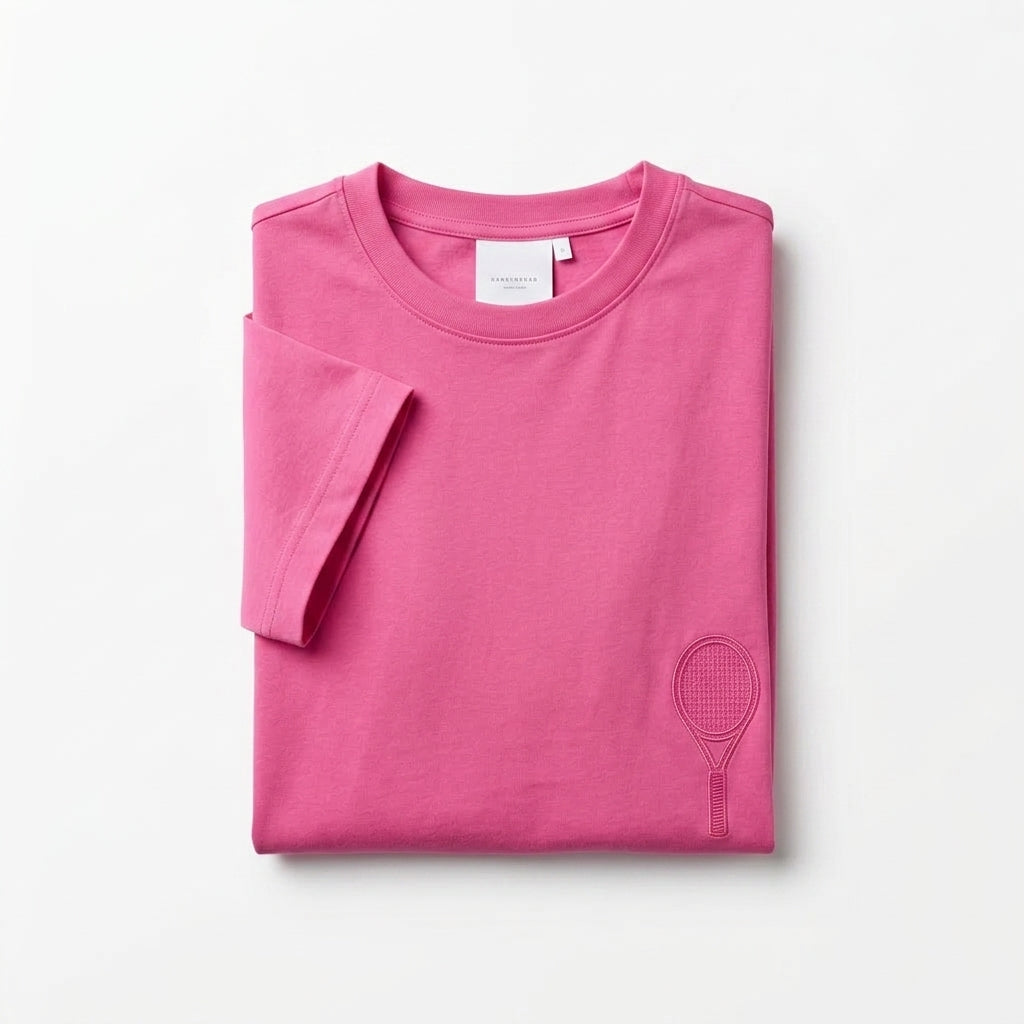 Women Short Sleeve T Shirt With Tennis Racket Embroidery
