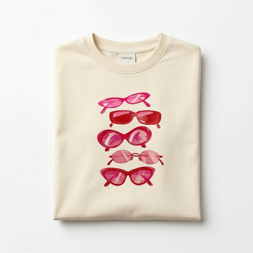 Casual Men Sunglasses Graphic T Shirt