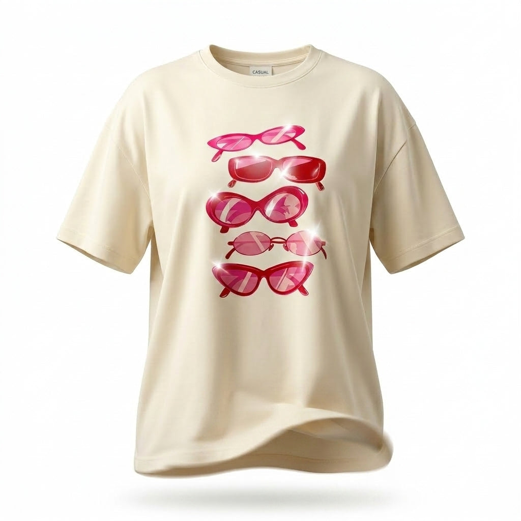 Casual Men Sunglasses Graphic T Shirt