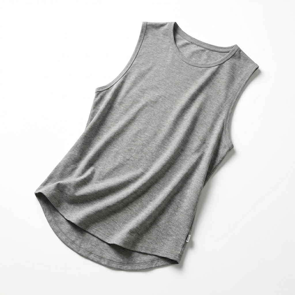 Women Sleeveless Curved Hem Tank Top
