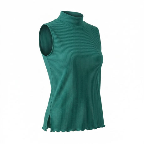 Sleeveless Top With A High Ribbed Collar