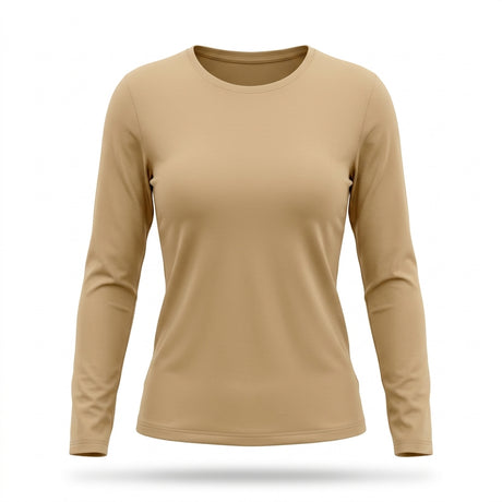 Long Sleeve Basic Top With Rou Neckline