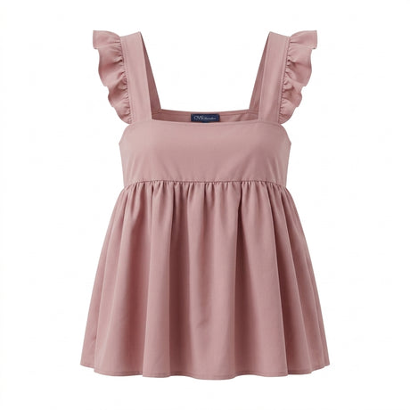 Casual Sleeveless Peplum Top With Ruffle Strap