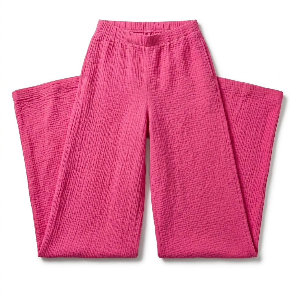 Girls Textured Wide Leg Pants