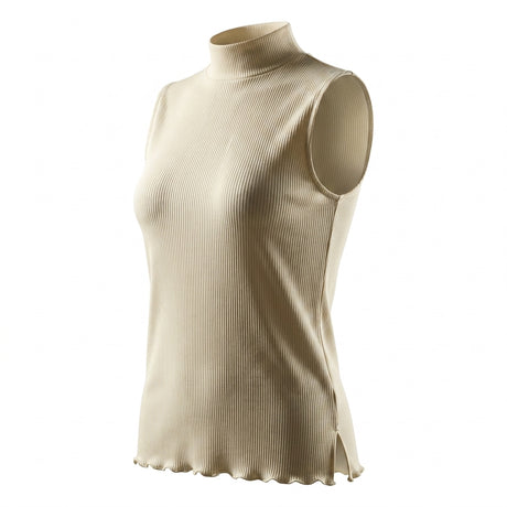 Sleeveless Top With A High Ribbed Collar