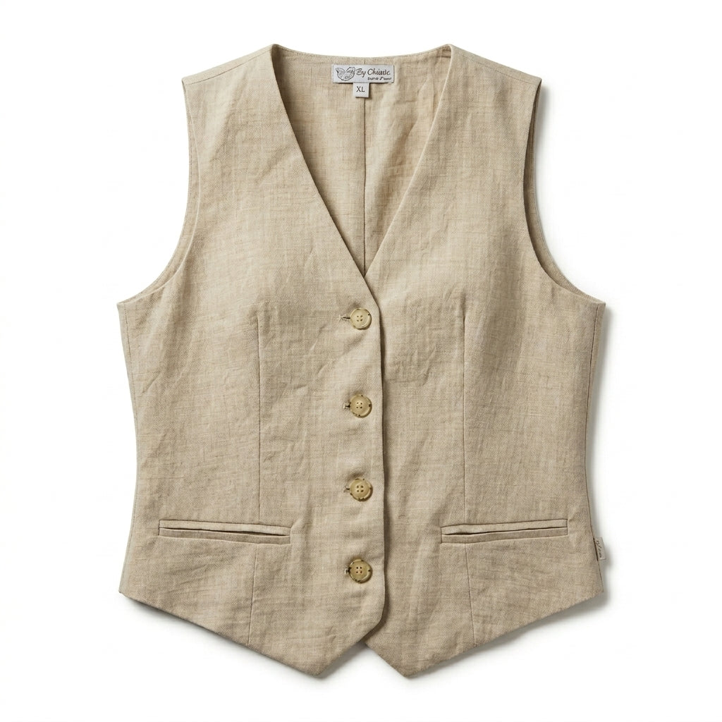 Women Button Front Sleeveless Vest