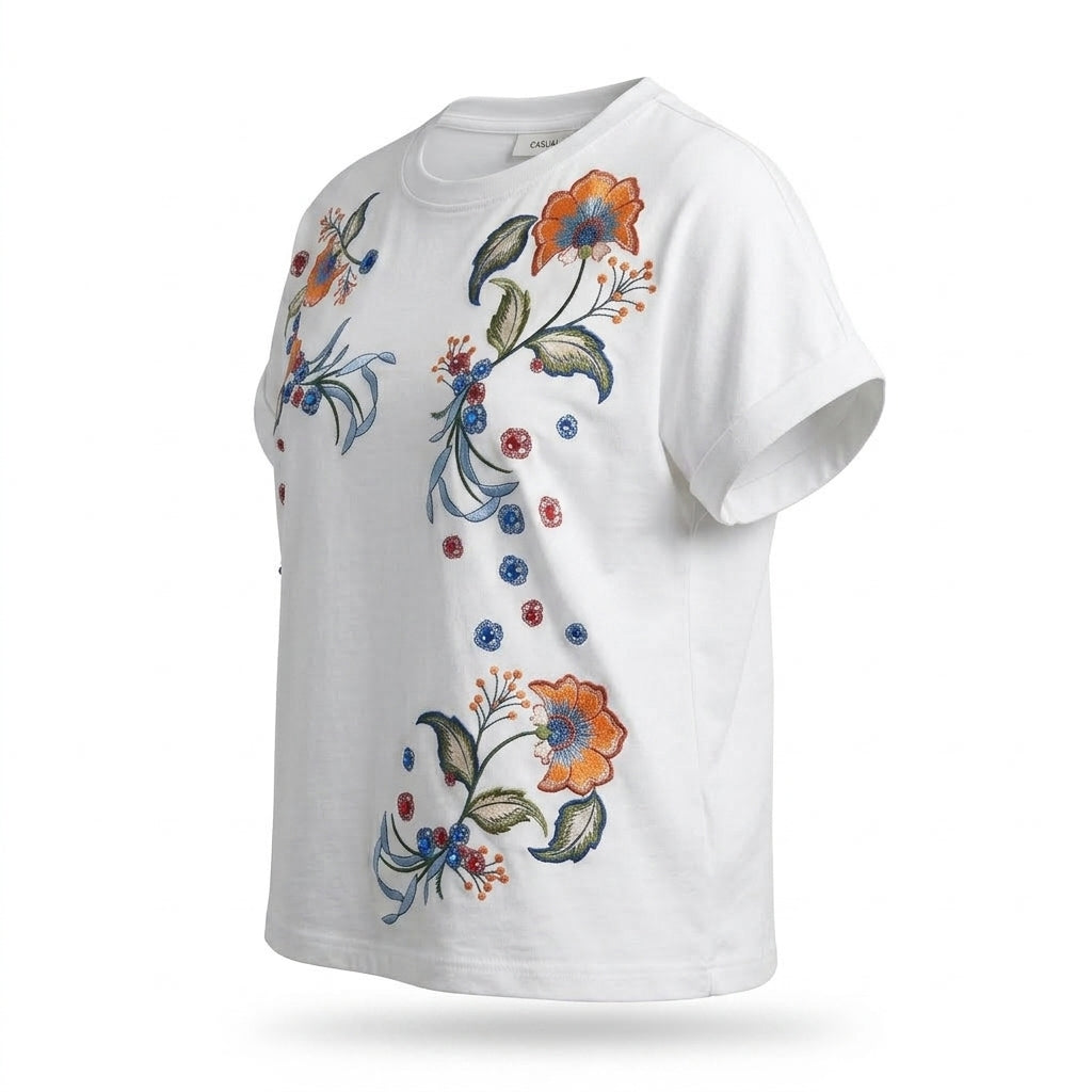 Casual Floral Print Short Sleeve T Shirt