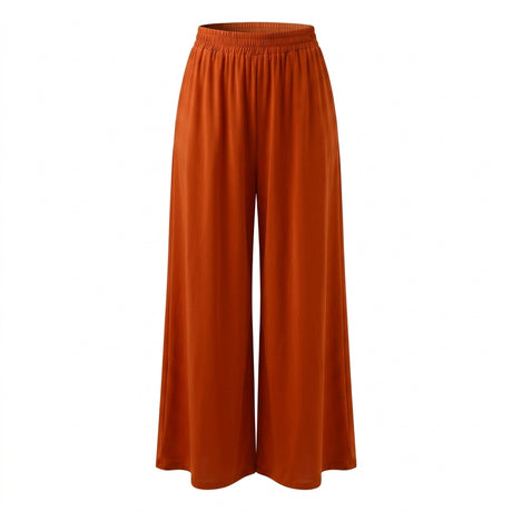 Casual Elastic Waist Wide Leg Pants