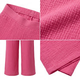 Girls Textured Wide Leg Pants