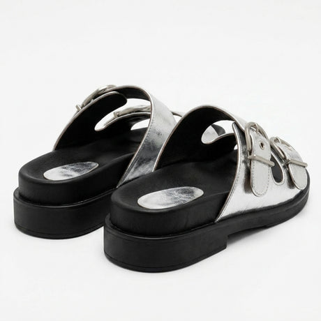 Double Buckle Comfort Slide Sandals