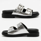 Double Buckle Comfort Slide Sandals