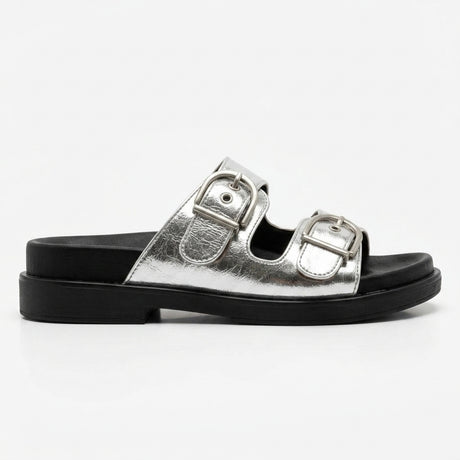 Double Buckle Comfort Slide Sandals