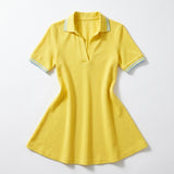 Casual Contrast Trim Short Sleeve Polo Dress