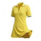 Casual Contrast Trim Short Sleeve Polo Dress