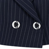 Women Double Breasted Cropped Pinstripe Blazer