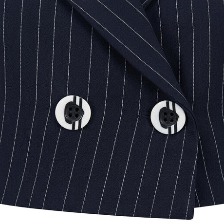 Women Double Breasted Cropped Pinstripe Blazer