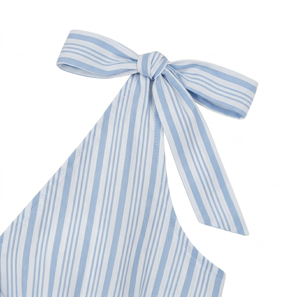 Women Striped Tie Shoulder Maxi Dress