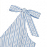 Women Striped Tie Shoulder Maxi Dress